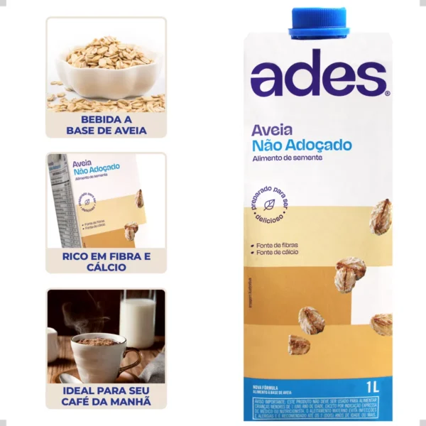 Bebida Vegetal Ades Aveia Não Adoçado 1 Lt Kit 6 unid. - Image 4