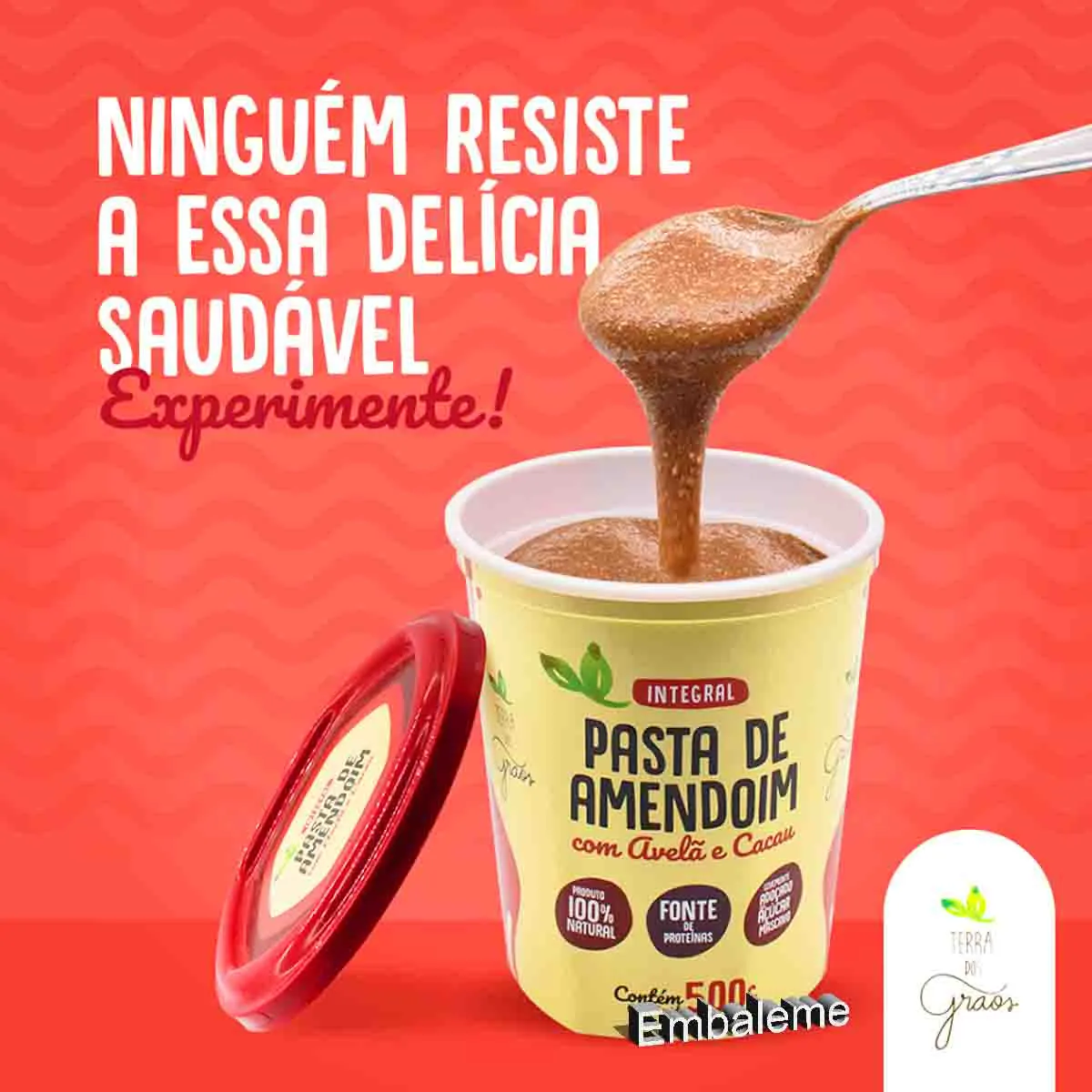 Pasta De Amendoim Integral Com Cacau E Avelã - 500 G – Terra dos Grãos - Imagem 2