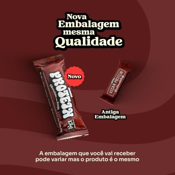 Barra de Proteína Vegan - Chocolate e Avelã - Vegana, Sem Glúten, Sem Adição de Açúcar, Sem OGM - 13g - Image 3