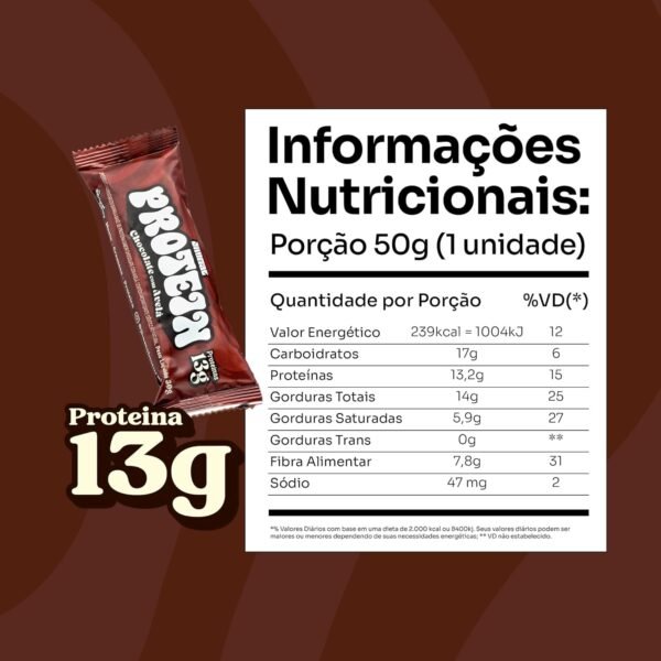 Barra de Proteína Vegan - Chocolate e Avelã - Vegana, Sem Glúten, Sem Adição de Açúcar, Sem OGM - 13g - Image 5
