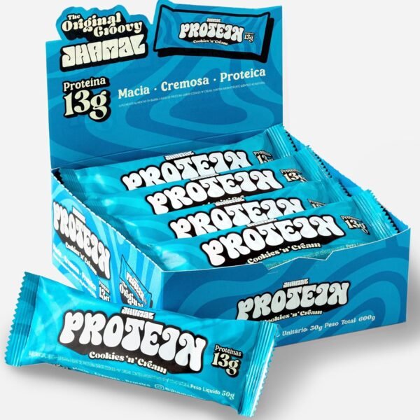 Barra de Proteína Vegan - Cookies n’ Cream - Vegana, Sem Glúten, Sem Adição de Açúcar, Sem OGM - 13g