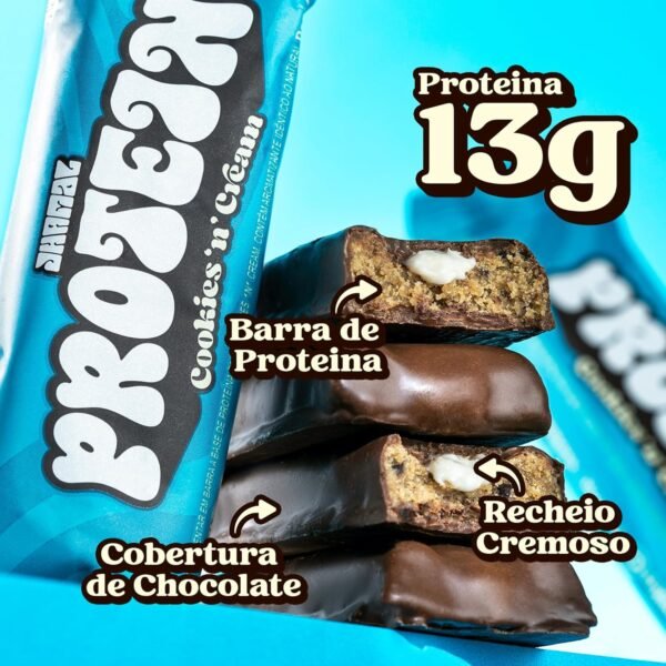 Barra de Proteína Vegan - Cookies n’ Cream - Vegana, Sem Glúten, Sem Adição de Açúcar, Sem OGM - 13g - Image 4