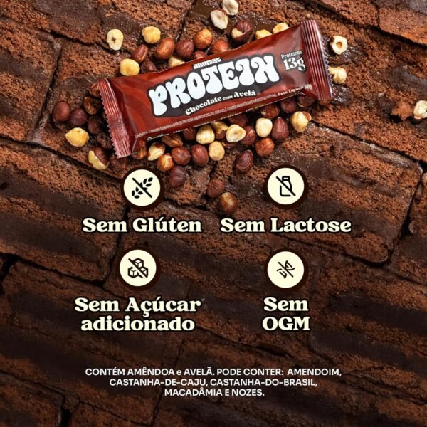 Barra de Proteína Vegan - Chocolate e Avelã - Vegana, Sem Glúten, Sem Adição de Açúcar, Sem OGM - 13g - Image 4