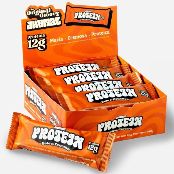 Barra de Proteína Vegan - Bolo de Cenoura - Vegana, Sem Glúten, Sem Adição de Açúcar, Sem OGM - 12g (Copiar)