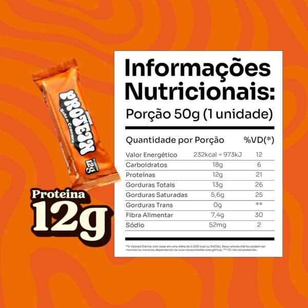 Barra de Proteína Vegan - Bolo de Cenoura - Vegana, Sem Glúten, Sem Adição de Açúcar, Sem OGM - 12g (Copiar) - Image 5