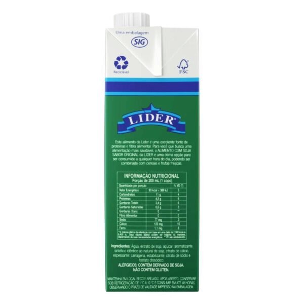Bebida - Leite de Soja Lider Sabor Original 1 Litro - Image 2